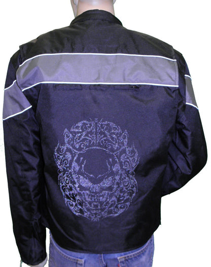 Vance Leather Men's Motorcycle Jacket with Reflective Rear Skull