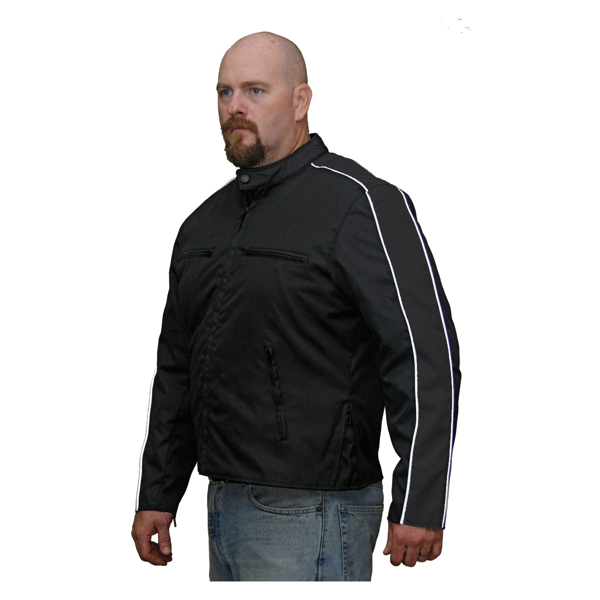 Vance Leather Men's Textile Jacket with Accent Stripe Down Sleeve