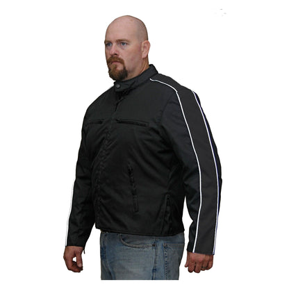 Vance Leather Men's Textile Jacket with Accent Stripe Down Sleeve
