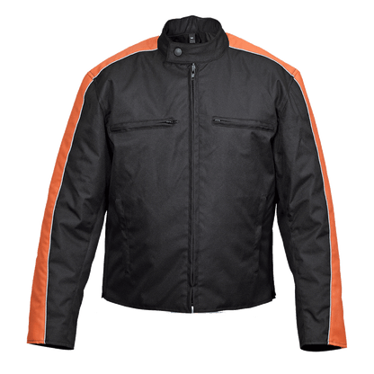 Vance Leather Men's Textile Jacket with Accent Stripe Down Sleeve