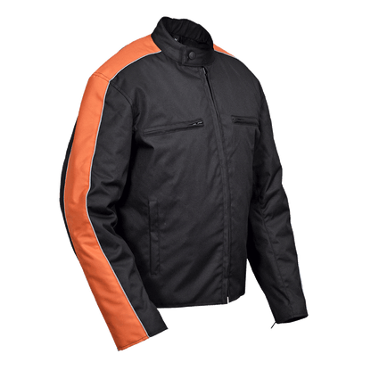 Vance Leather Men's Textile Jacket with Accent Stripe Down Sleeve