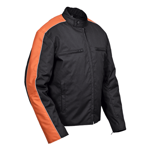 Vance Leather Men's Textile Jacket with Accent Stripe Down Sleeve