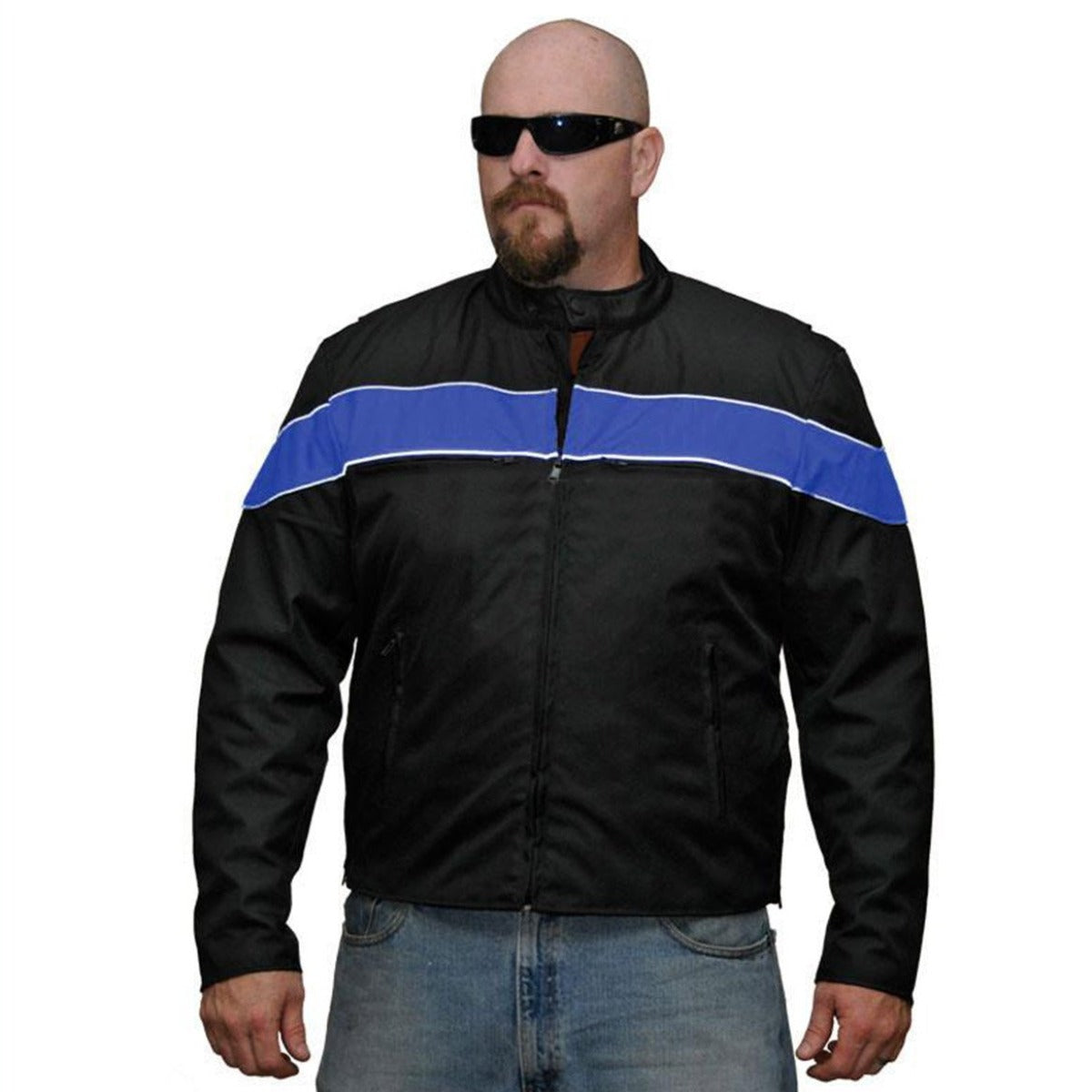 Vance Leather Men's Cordura Jacket with Accent Stripe and Reflective Bands