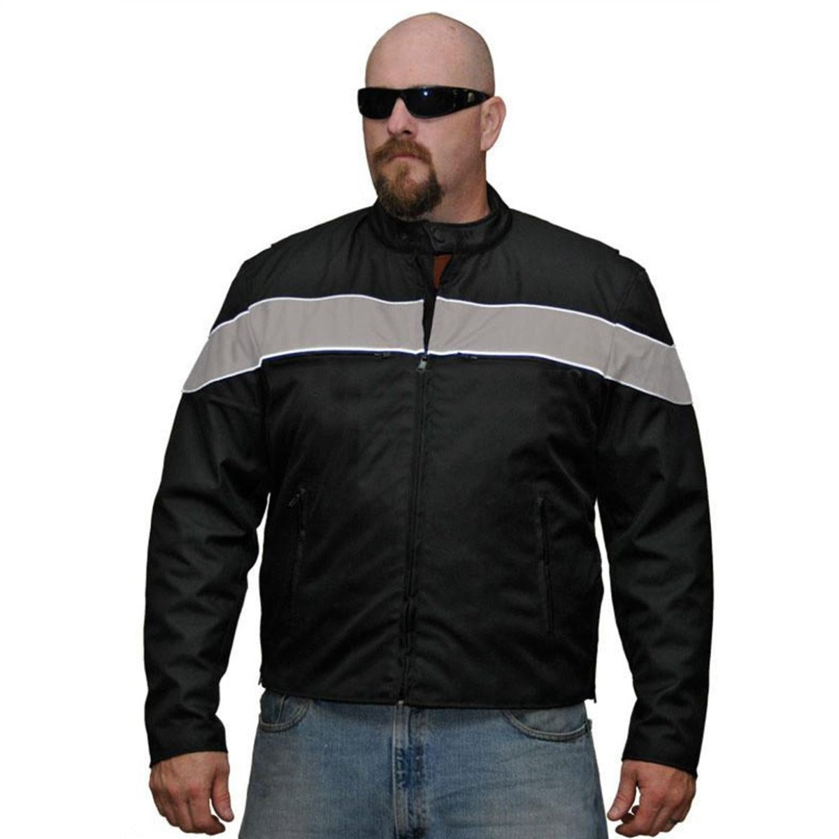 Vance Leather Men's Cordura Jacket with Accent Stripe and Reflective Bands