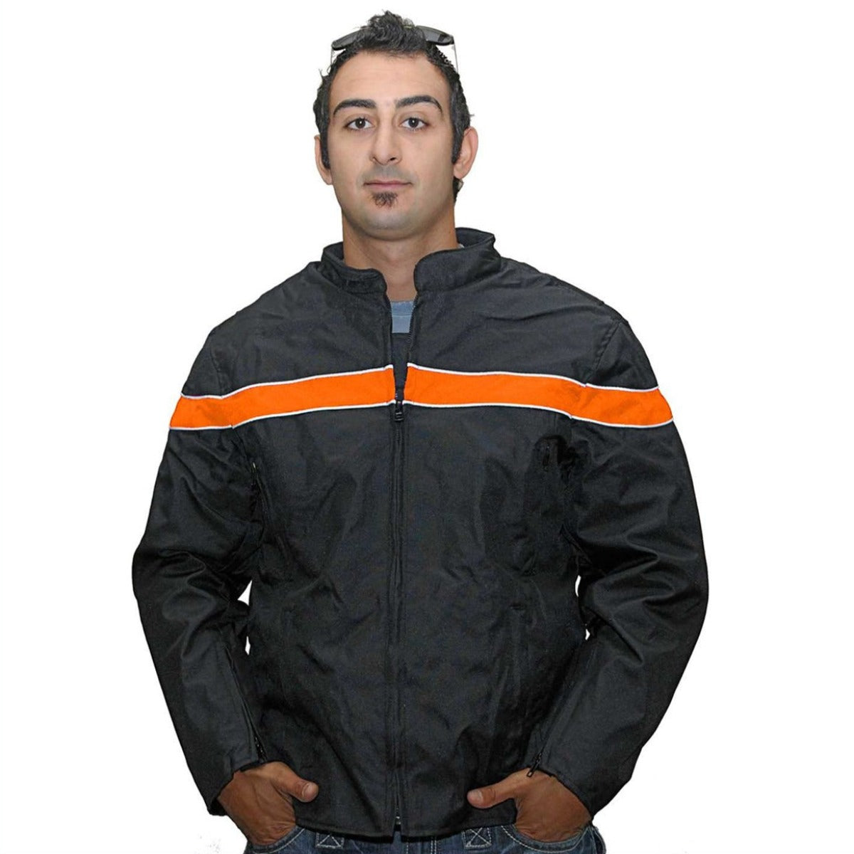 Vance Leather Men's Textile Jacket with Accent Stripe & Reflective ...