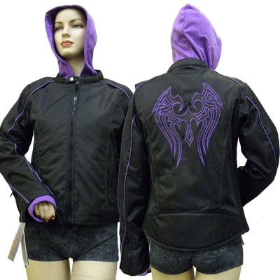 Vance Leather Ladies Textile Jacket with Embroidered Wings