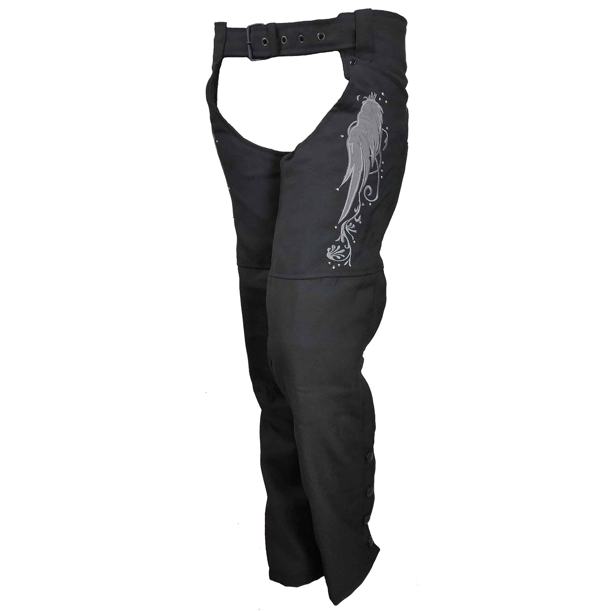 Vance Leather Women's Textile Chaps with Reflective Wings & Embroidery