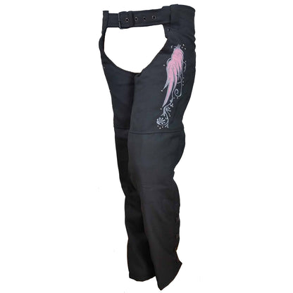 Vance Leather Women's Textile Chaps with Reflective Wings & Embroidery