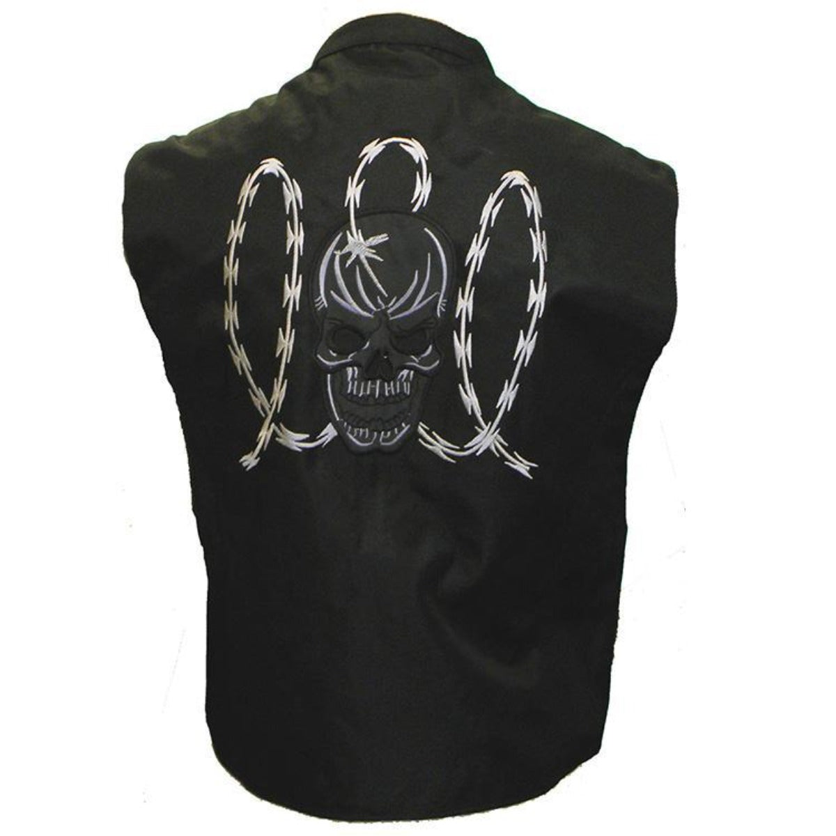 Vance Leather Men's Textile Vest with Reflective Skull American