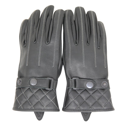 Vance Leather Women's Premium Waxed Leather Motorcycle Gloves w/White Stitching