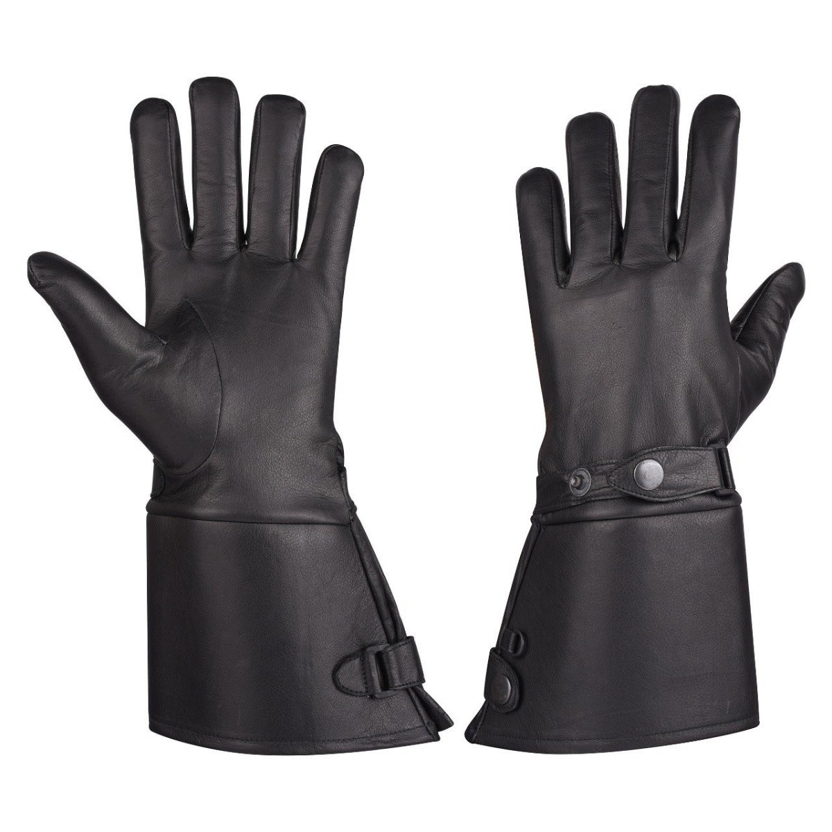 Vance Men’s Thermal Lined Leather Gauntlet Gloves w Snap Wrist & Cuff