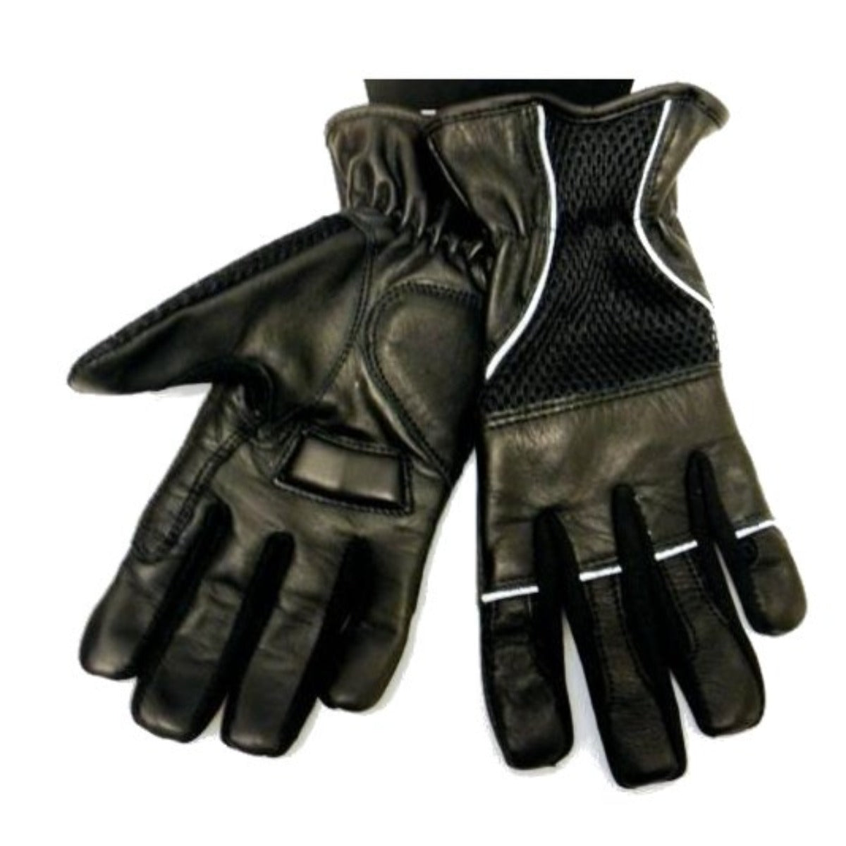 Vance Mesh & Leather Gloves with Padded Palms, Reflective Piping and Elastic Cuff