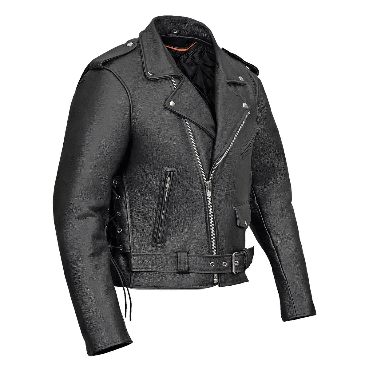 Vance Leather Men's Basic Classic Motorcycle Jacket with Lace Sides & Zip out Liner