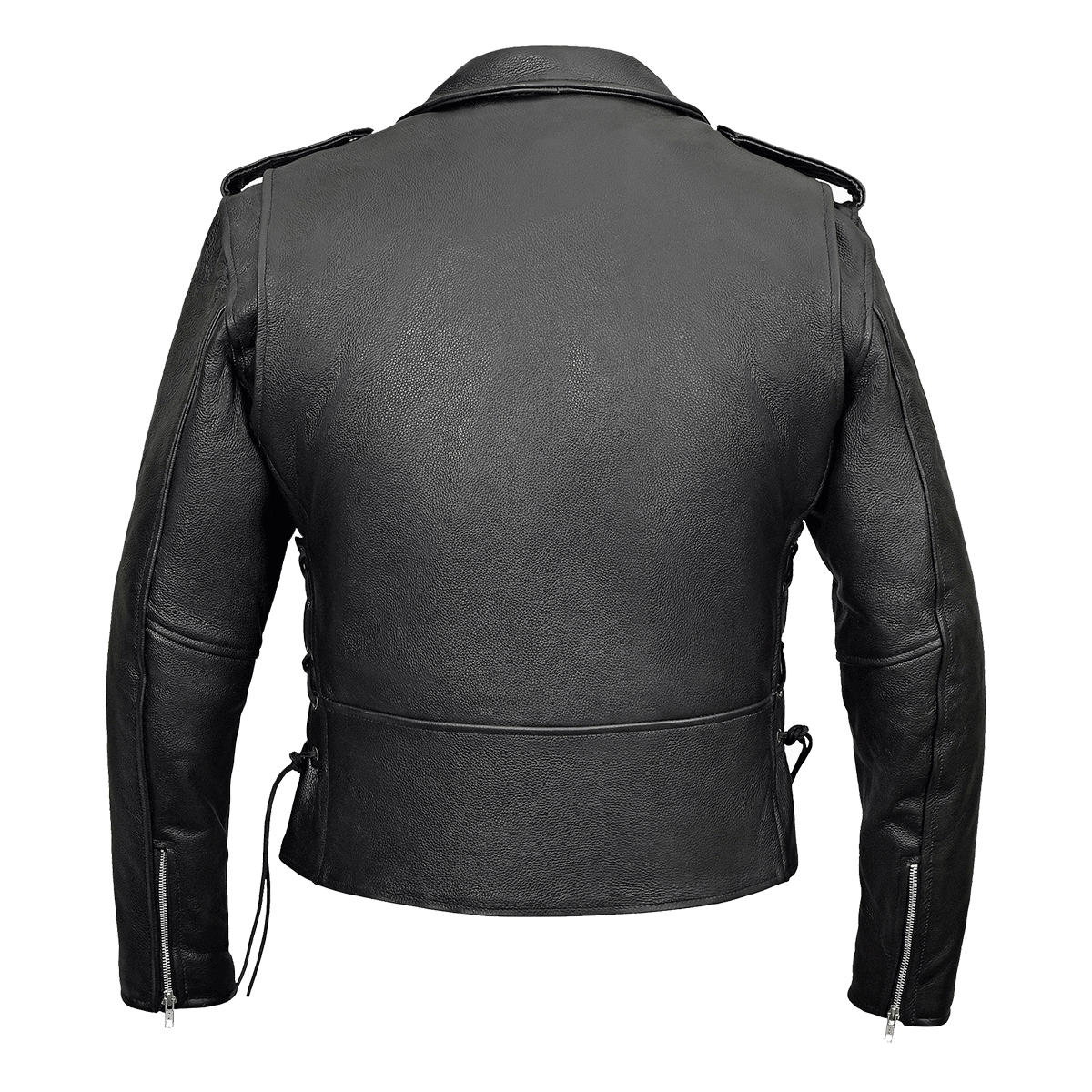 Vance Leather Men's Basic Classic Motorcycle Jacket with Lace Sides & Zip out Liner
