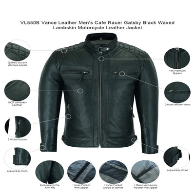 Vance Cafe Racer Gatsby Leather Jacket