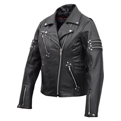 Vance Ladies Premium Leather Jacket with Side Adjustments