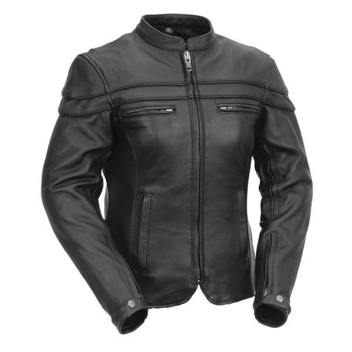 Vance Leather Ladies Racer Jacket with Zip Out Liner