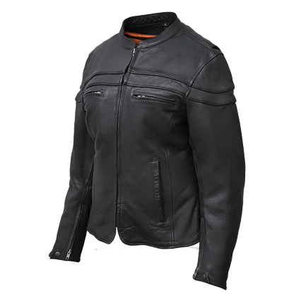 Vance Leather Ladies Racer Jacket with Zip Out Liner