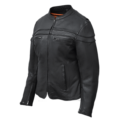 Vance Leather Ladies Racer Jacket with Zip Out Liner
