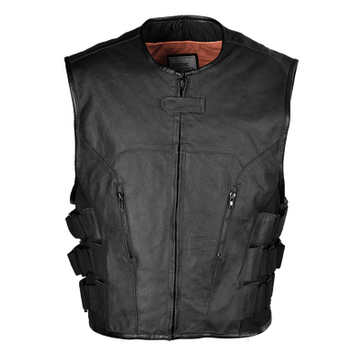 Vance Men's Basic Leather Tactical Style Vest