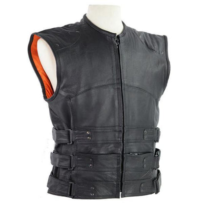 Vance Leather Tactical Bullet Proof Style Naked Cowhide Leather Vest