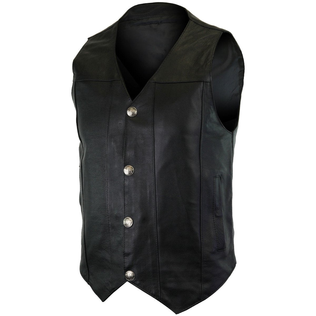 Vance Premium Cowhide Leather Plain Side Buffalo Nickel Vest