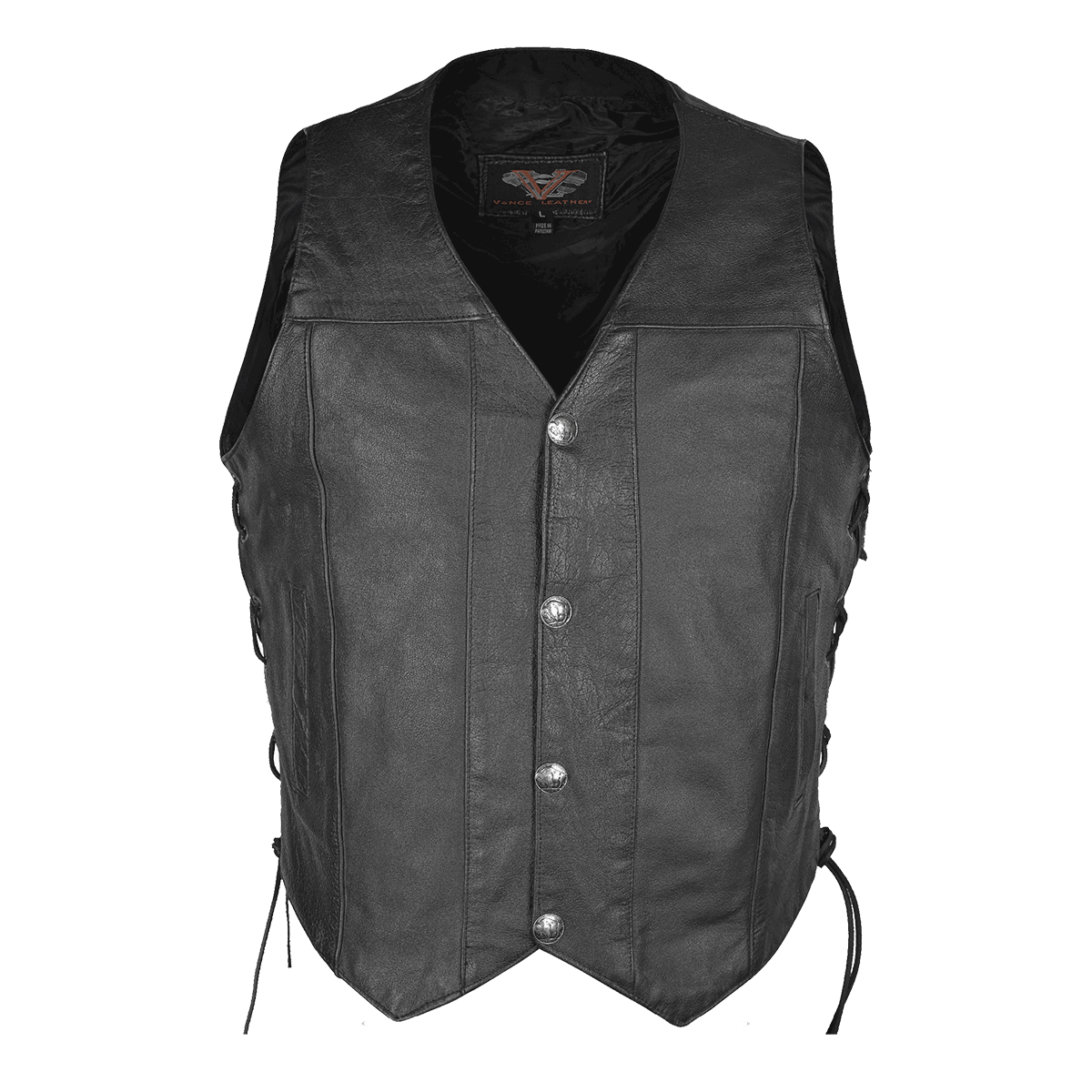 Vance Leather Premium Cowhide Vest with Buffalo Nickel Snaps and Gun Pocket
