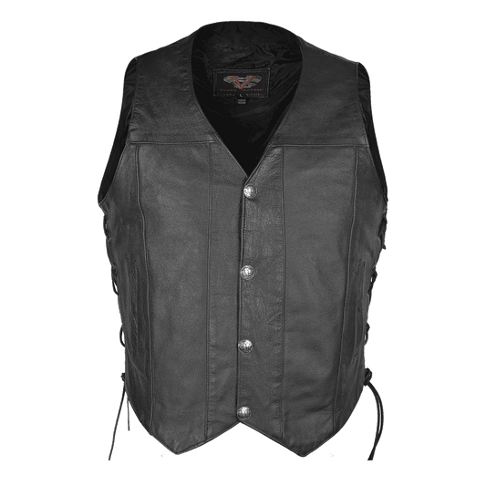 Vance Leather Premium Cowhide Vest with Buffalo Nickel Snaps and Gun Pocket