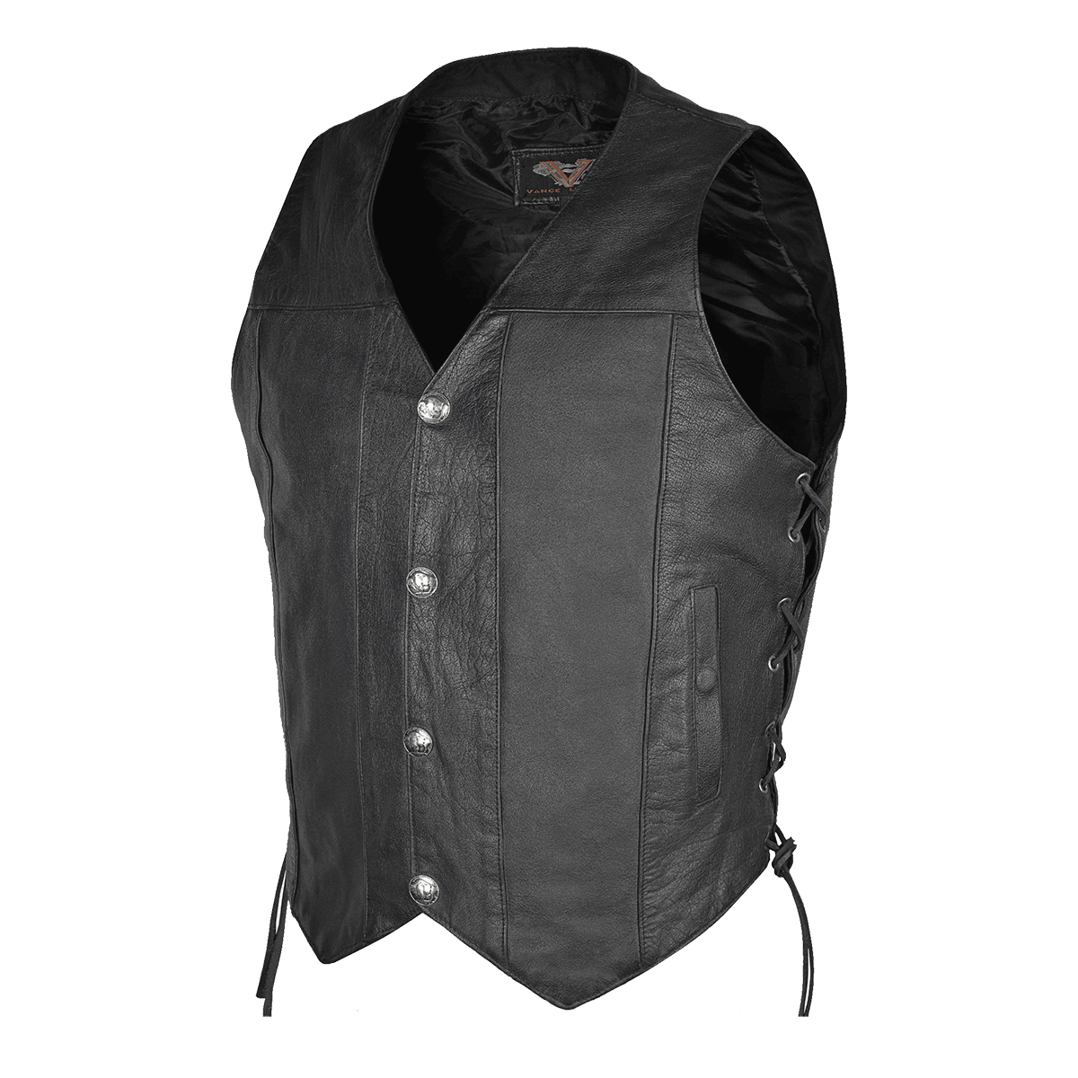 Vance Leather Premium Cowhide Vest with Buffalo Nickel Snaps and Gun Pocket