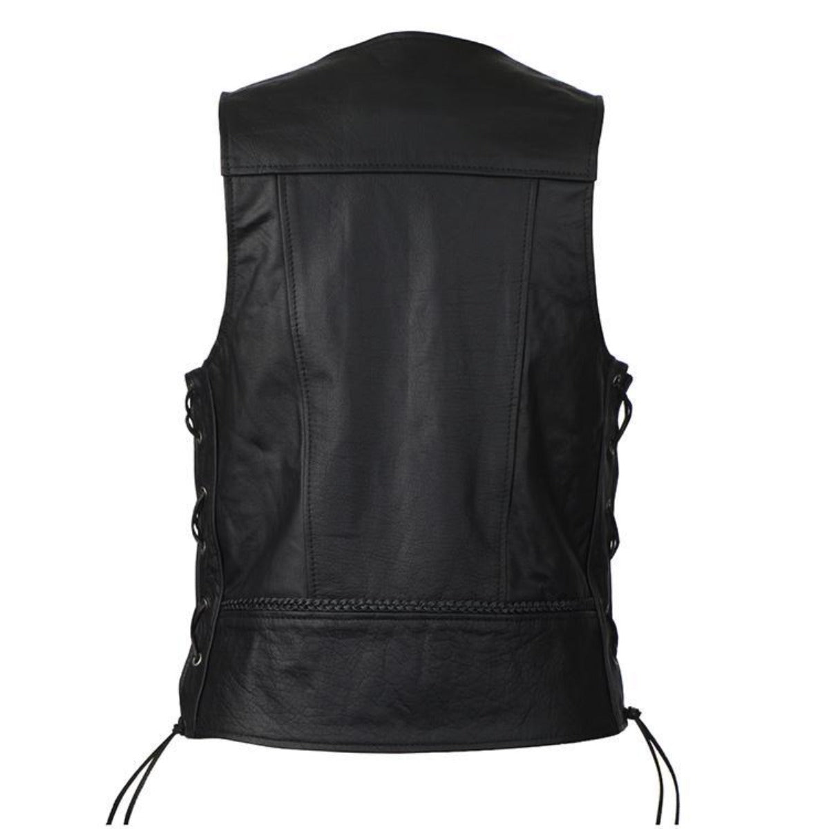 Vance Leather Buffalo Nickel Leather Motorcycle Vest with Braids and Side Laces