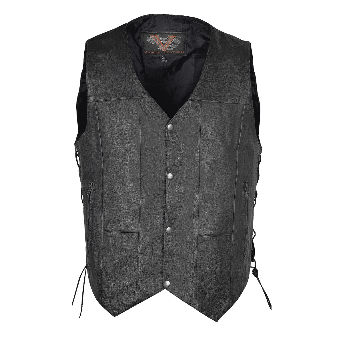 Vance Leather Men's Premium Ten Pocket Leather Vest