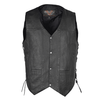 Vance Basic Leather Men's Ten Pocket Vest