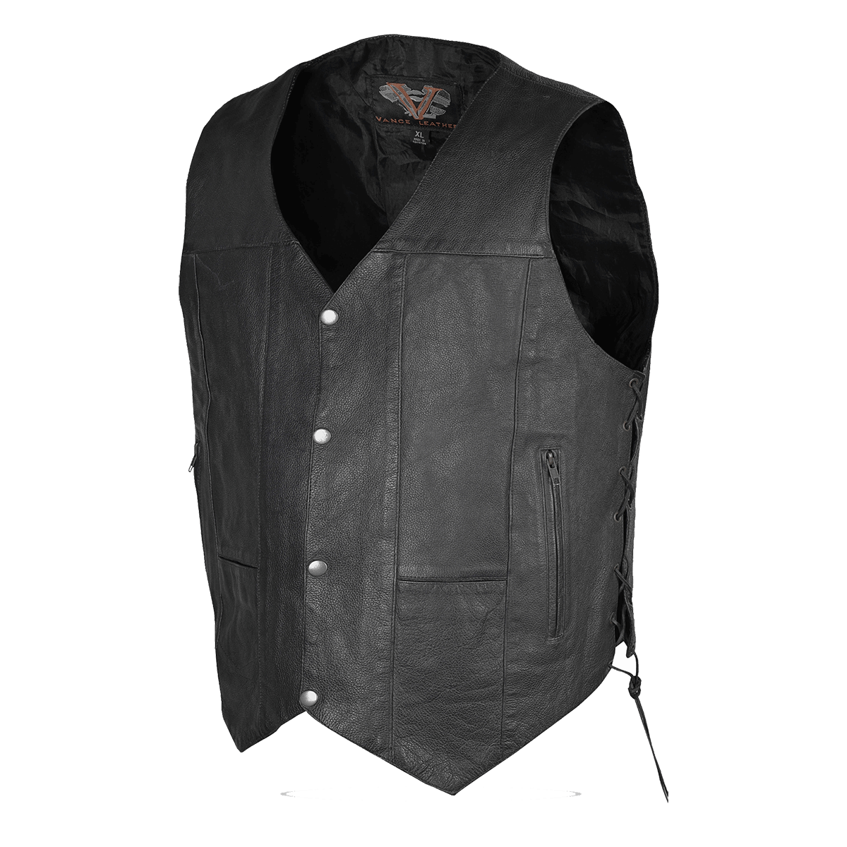 Vance Leather Men's Premium Ten Pocket Leather Vest