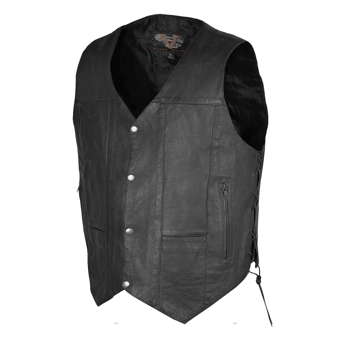 Vance Basic Leather Men's Ten Pocket Vest