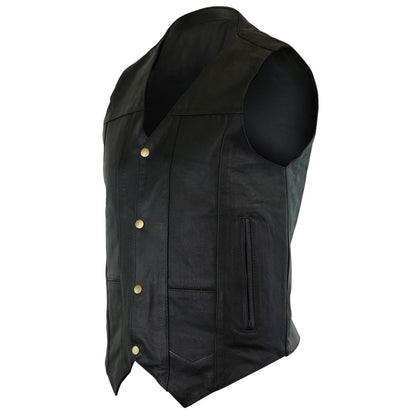 Vance Men's Concealment Leather Plain Side Vest w/ Two Gun Pockets