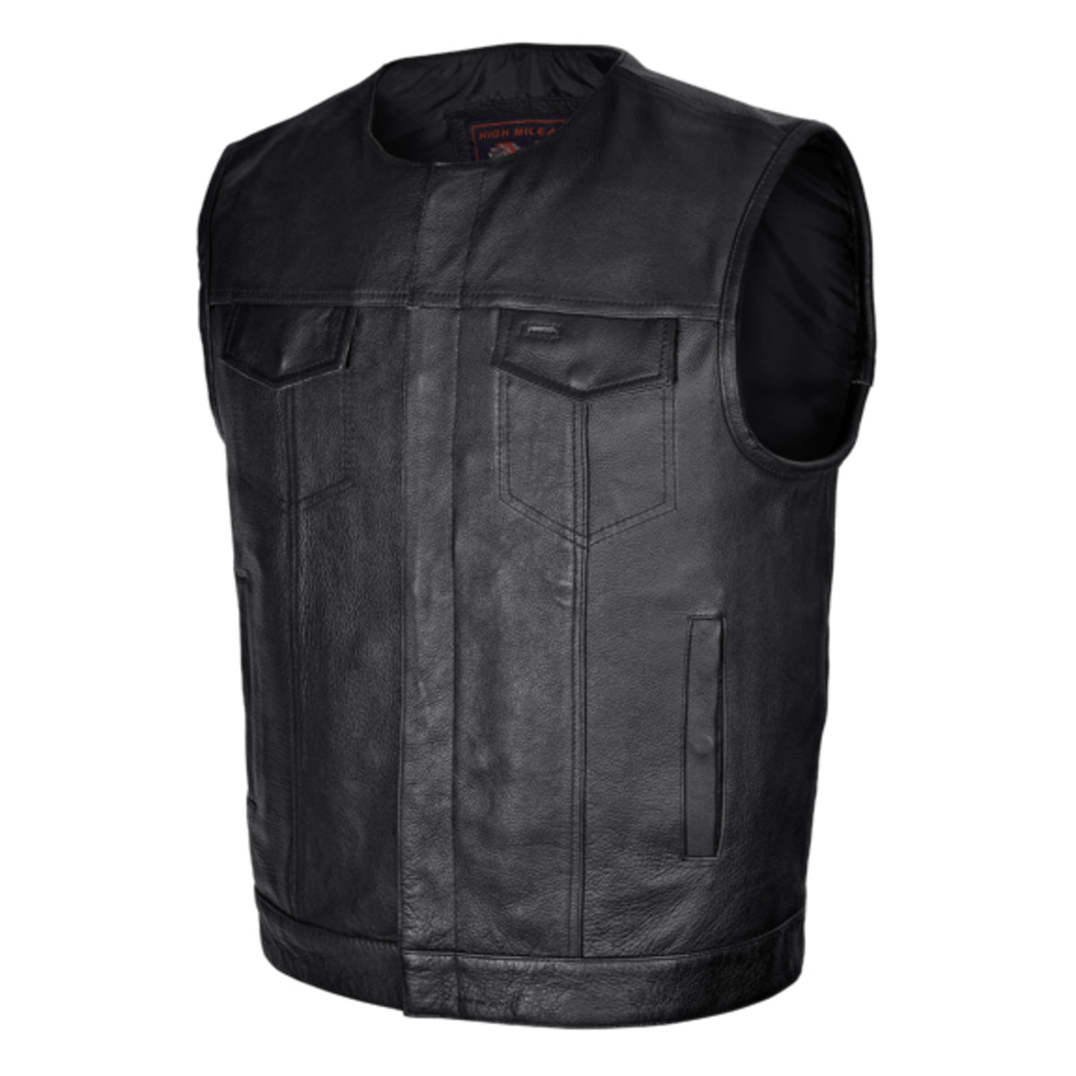 Vance Men's Zipper and Snap Closure Leather Motorcycle Club Vest