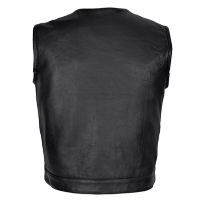 Vance Men's Zipper and Snap Closure Leather Motorcycle Club Vest