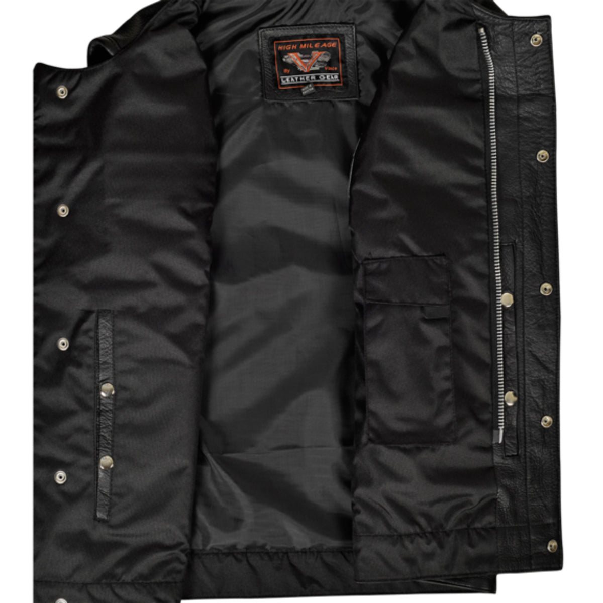 Vance Men's Zipper and Snap Closure Leather Motorcycle Club Vest