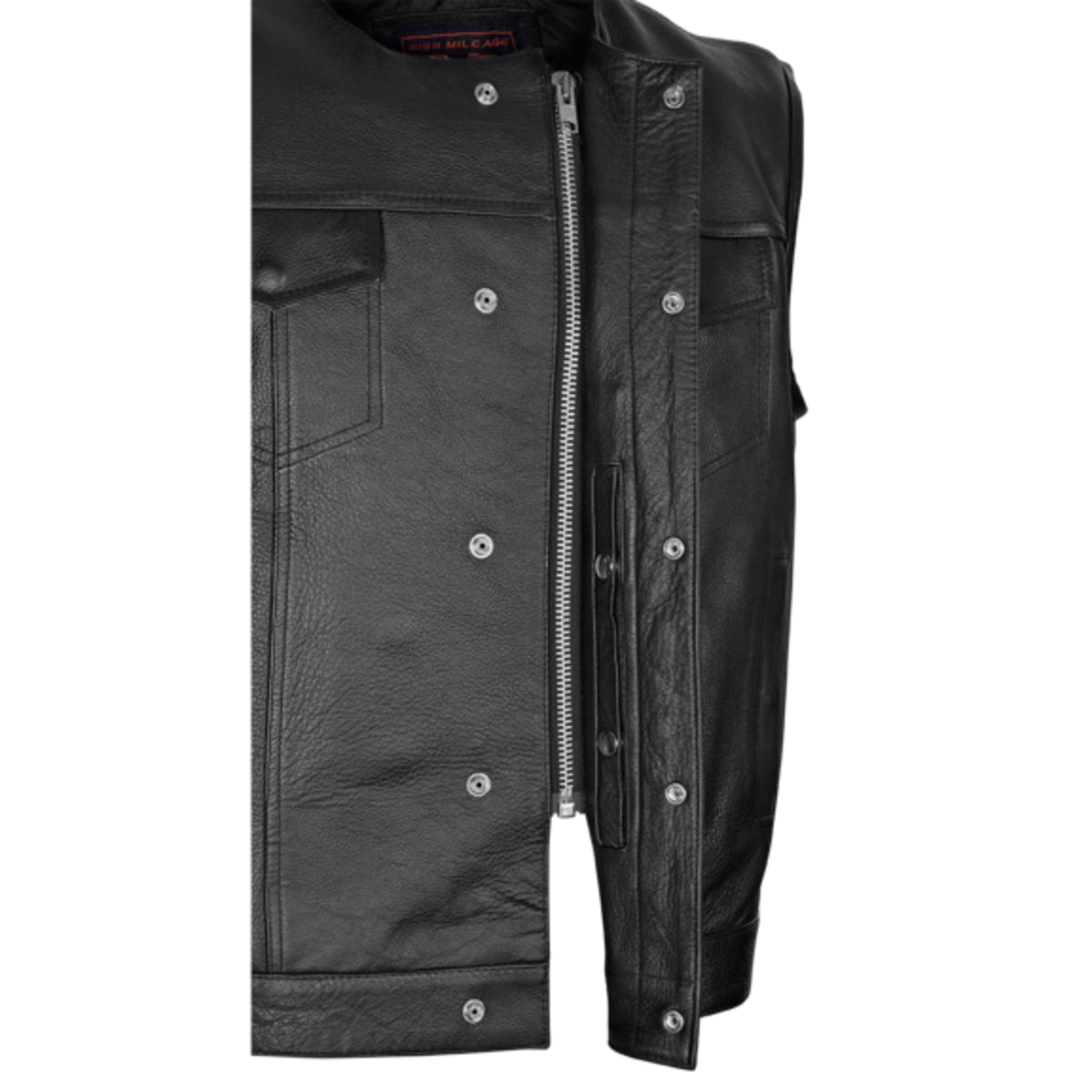 Vance Men's Zipper and Snap Closure Leather Motorcycle Club Vest