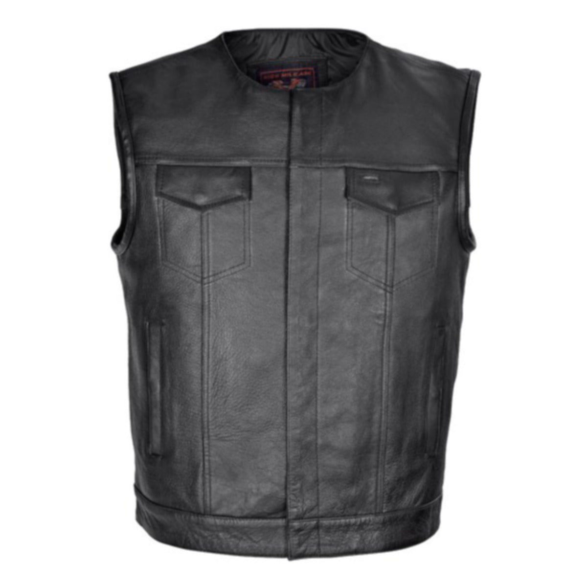 Vance Men's Zipper and Snap Closure Leather Motorcycle Club Vest