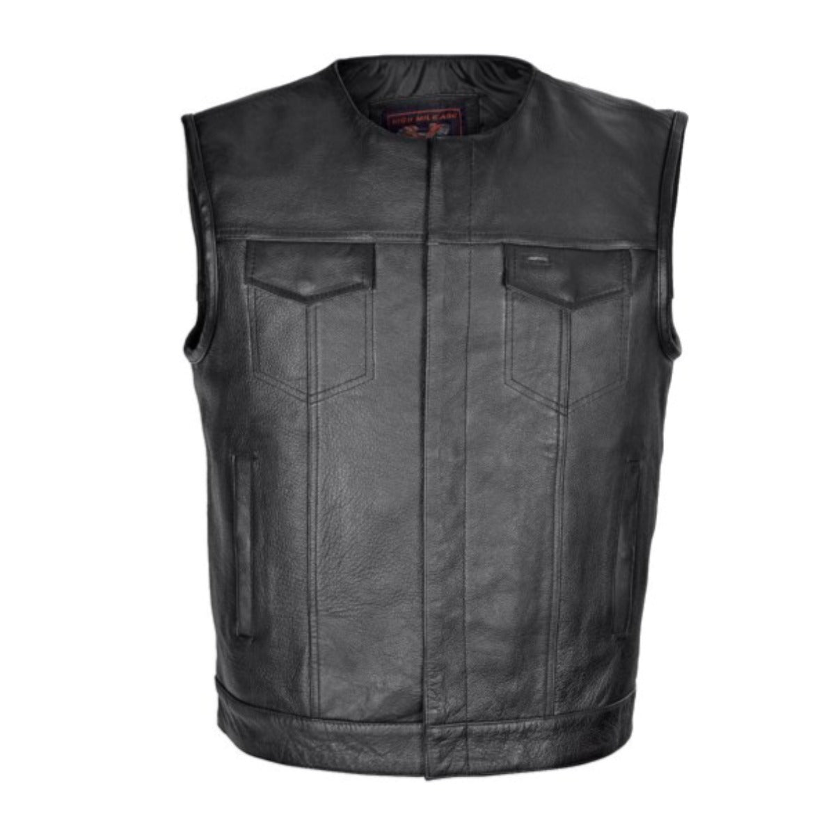 Vance Men's Zipper and Snap Closure Leather Club Vest Quick Access Gun Pocket w/ Paisley Liner