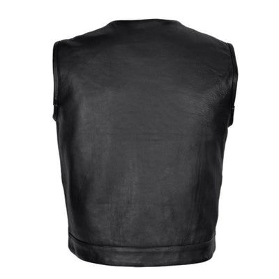 Vance Men's Zipper and Snap Closure Leather Club Vest Quick Access Gun Pocket w/ Paisley Liner