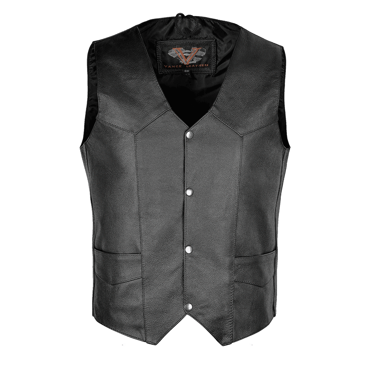 Vance Premium Leather Men's Plain Side Vest with Single Seam Back
