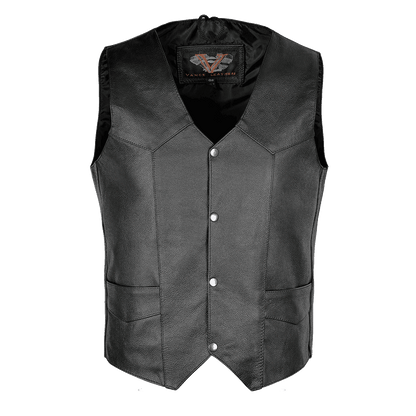 Vance Premium Leather Men's Plain Side Vest with Single Seam Back