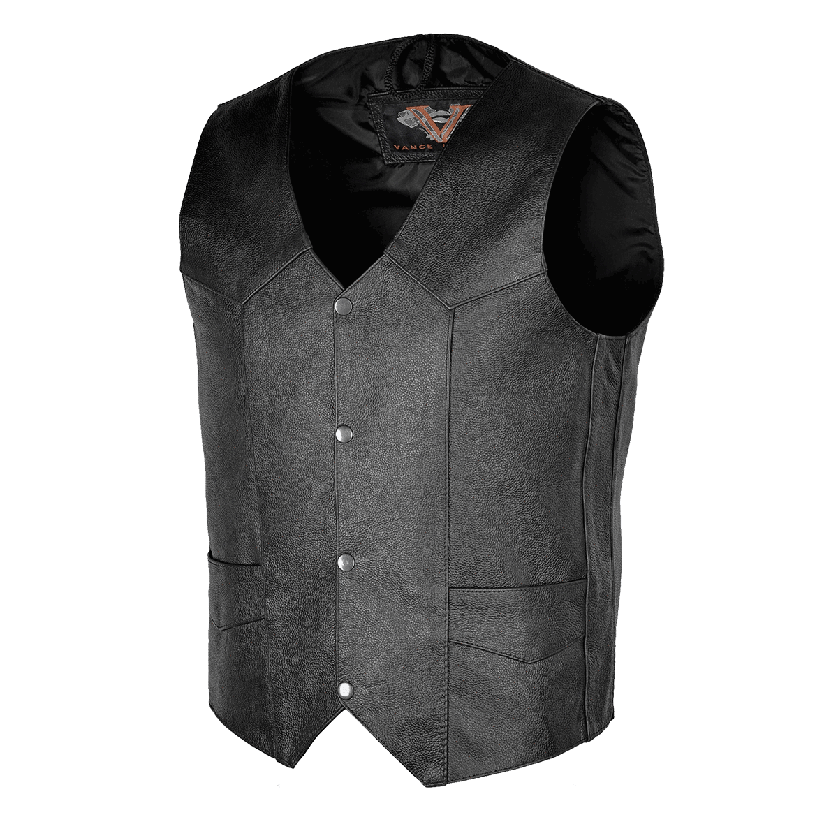 Vance Premium Leather Men's Plain Side Vest with Single Seam Back
