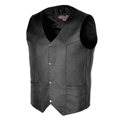 Vance Premium Leather Men's Plain Side Vest with Single Seam Back