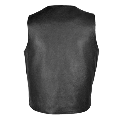 Vance Premium Leather Men's Plain Side Vest with Single Seam Back