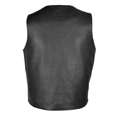 Vance Premium Leather Men's Plain Side Vest with Single Seam Back