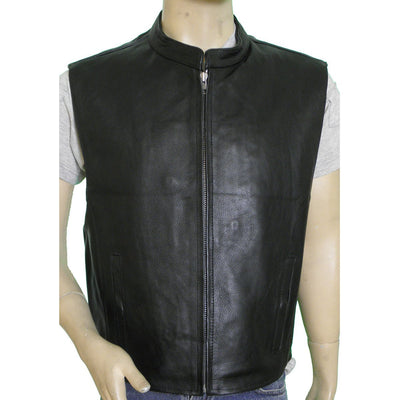 Vance Men's Premium Cowhide Leather Zip Front Vest