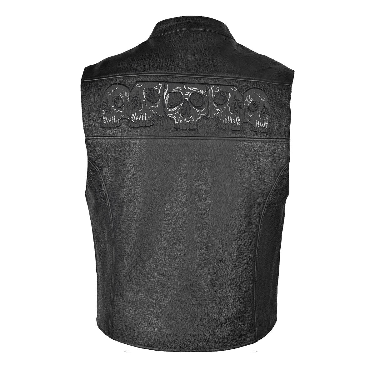 Vance Leather Men's Reflective Skull Vest with Four Pockets